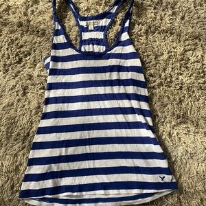 American Eagle Outfitters Navy and White Striped Tank Top